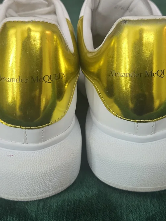 ALEXANDER MCQUEEN WOMAN OVER SIZE WHITE/GOLD SHOES RARE MODEL SIZE 38 1/2 **** - Picture 3 of 11